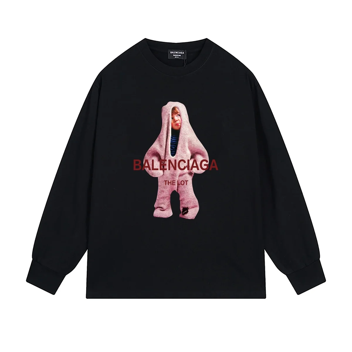 Balenciaga Balenciaga The Lot Black Graphic Long Sleeve T-Shirt Black - 1