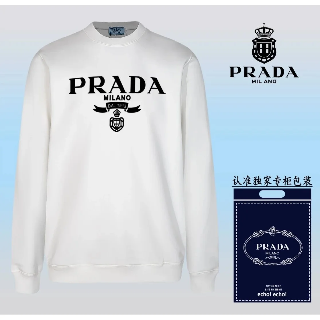Prada Prada Classic Logo Sweatshirt White White