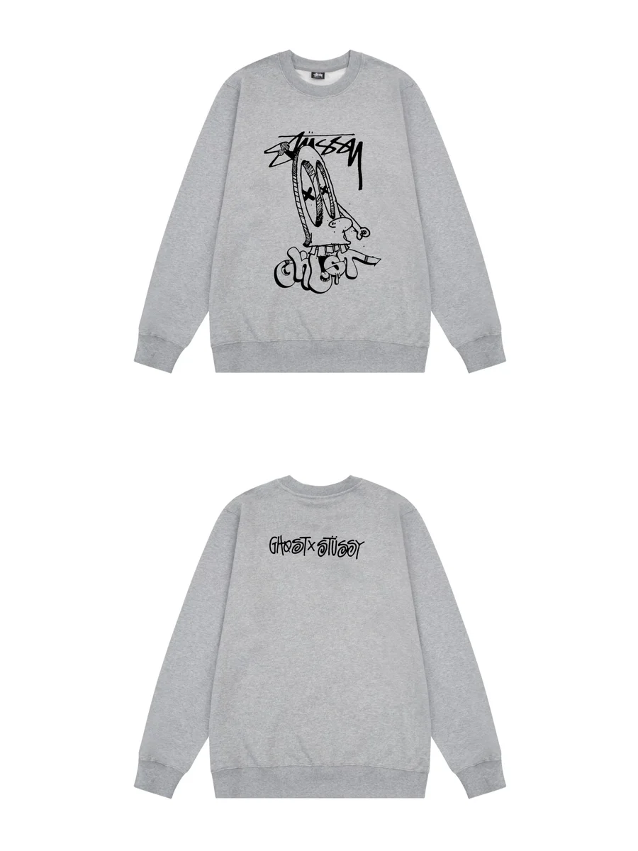 Stussy Stussy Stüssy Ghost x Stussy Crewneck Sweatshirt Grey Grey - 1
