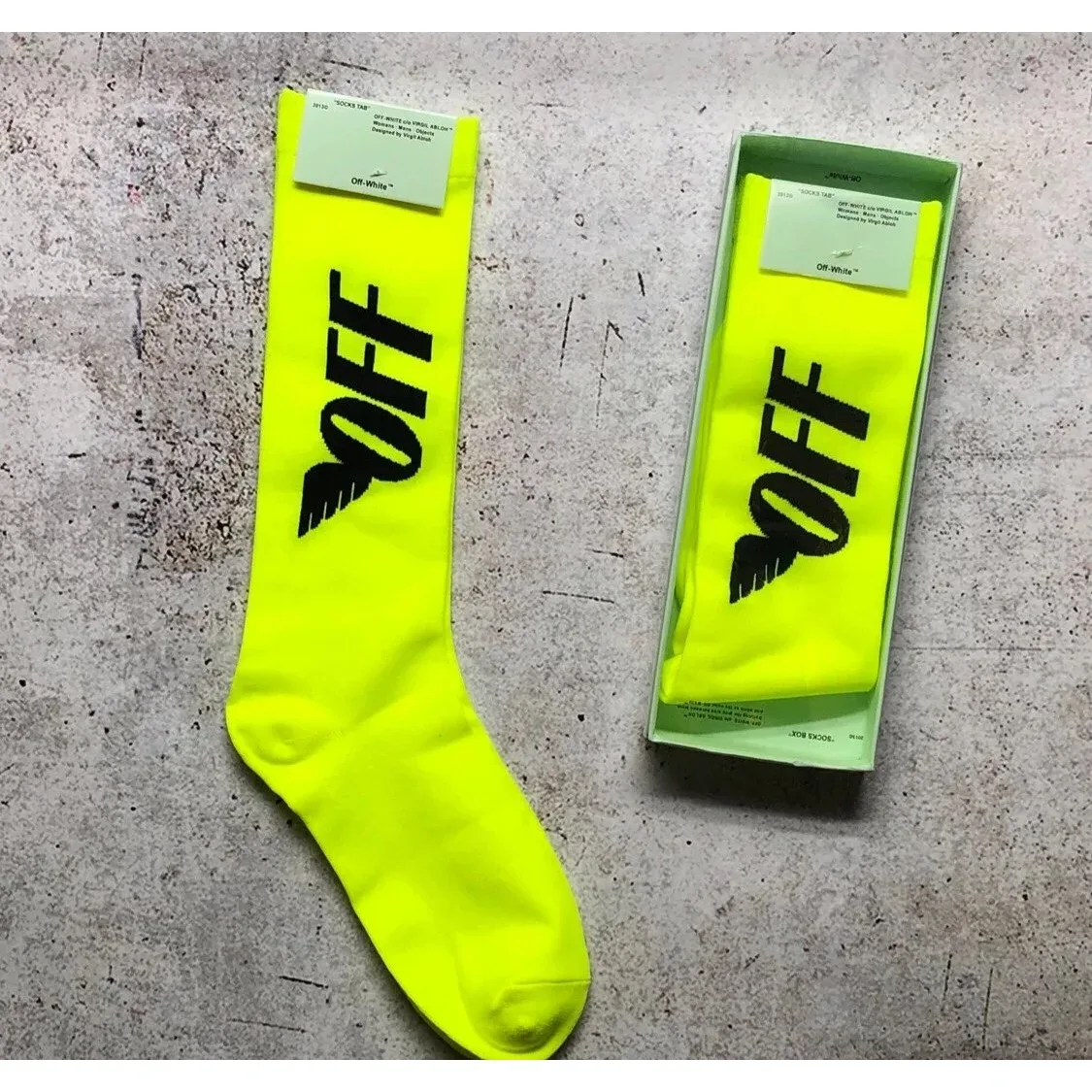 Off-White Off-White Fluorescent Yellow Socks with 'OFF' Logo Yellow - 1