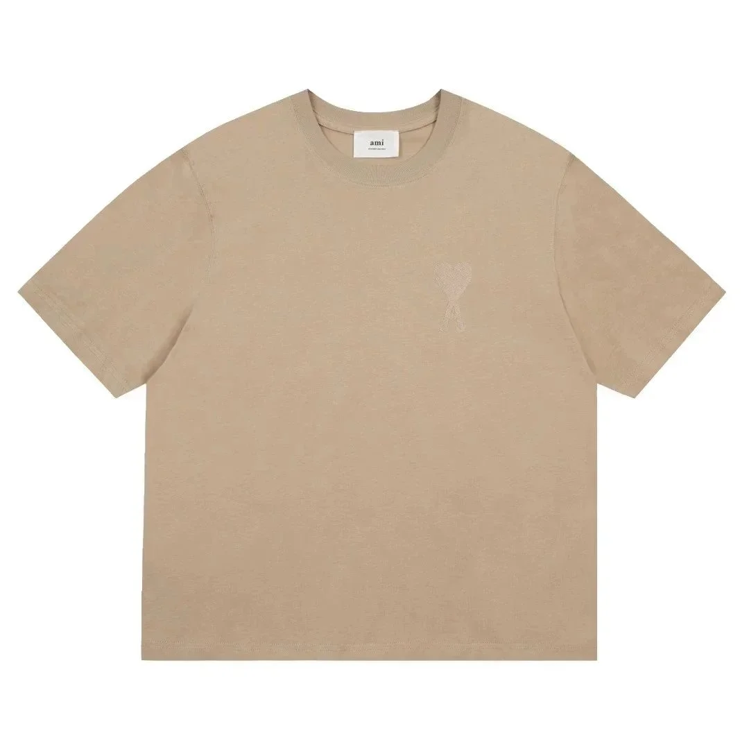 Ami Paris AMI Heart T-Shirt Beige Cotton T-Shirt Beige - 1