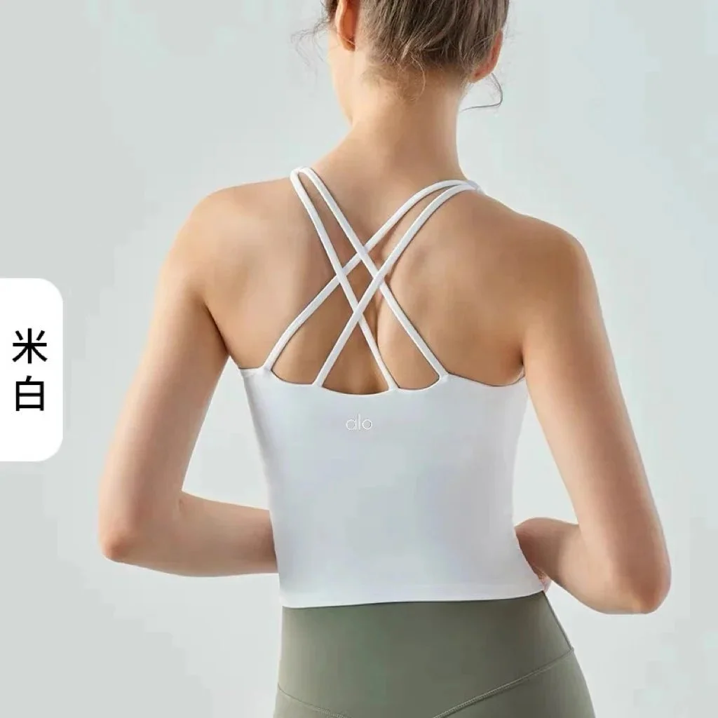 Alo Yoga Alo Solid White Crop Top Fitness Wear White - 1