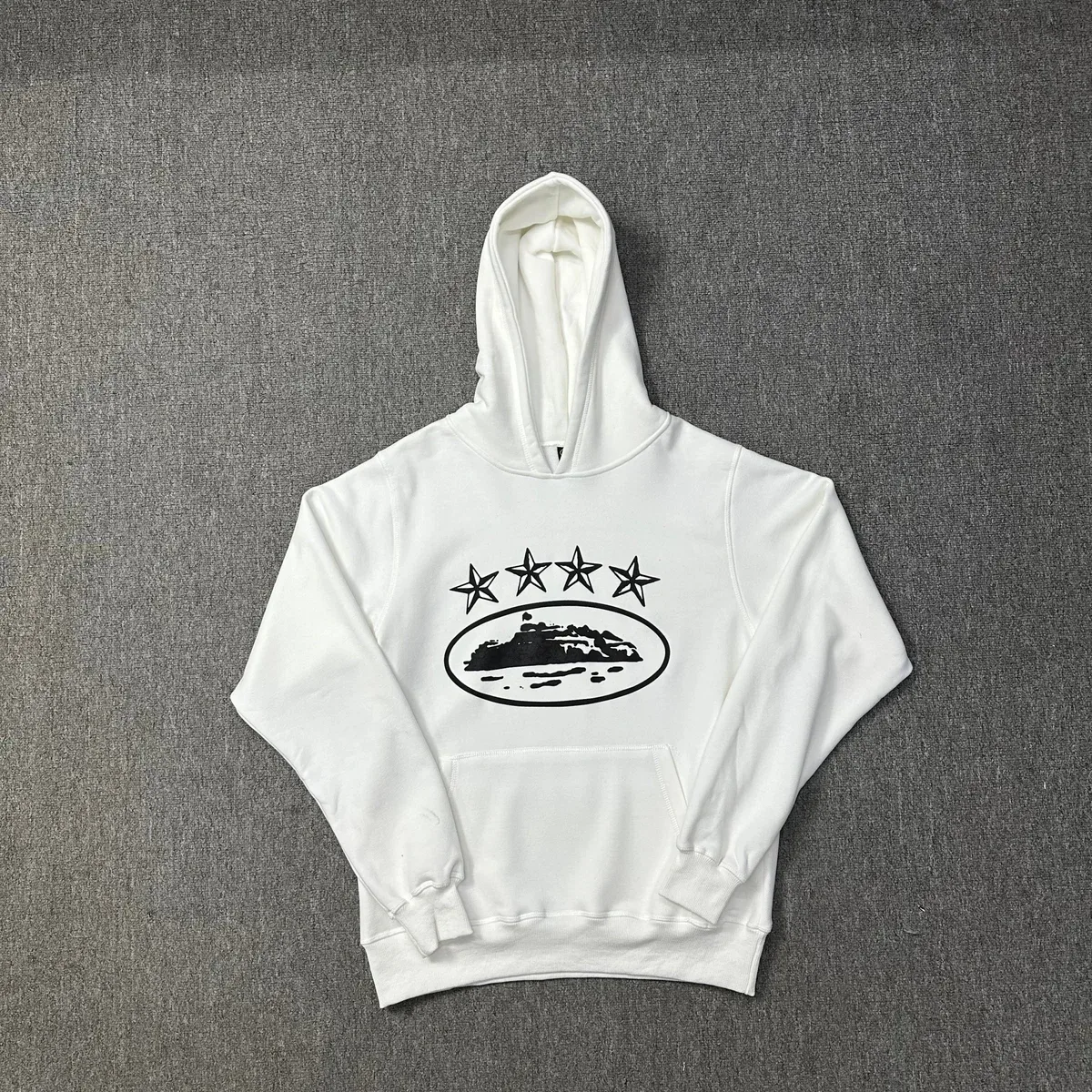 Other White Hoodie with Island Print Casual Top White - 1