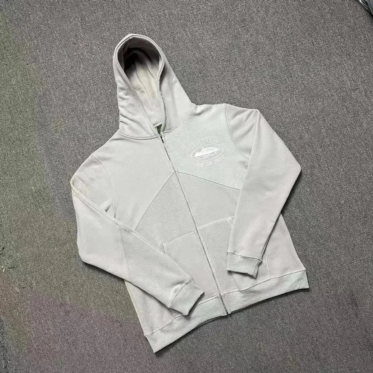 Other Beige Zip-Up Hoodie with Boat Logo - Streetwear Essential Beige - 1