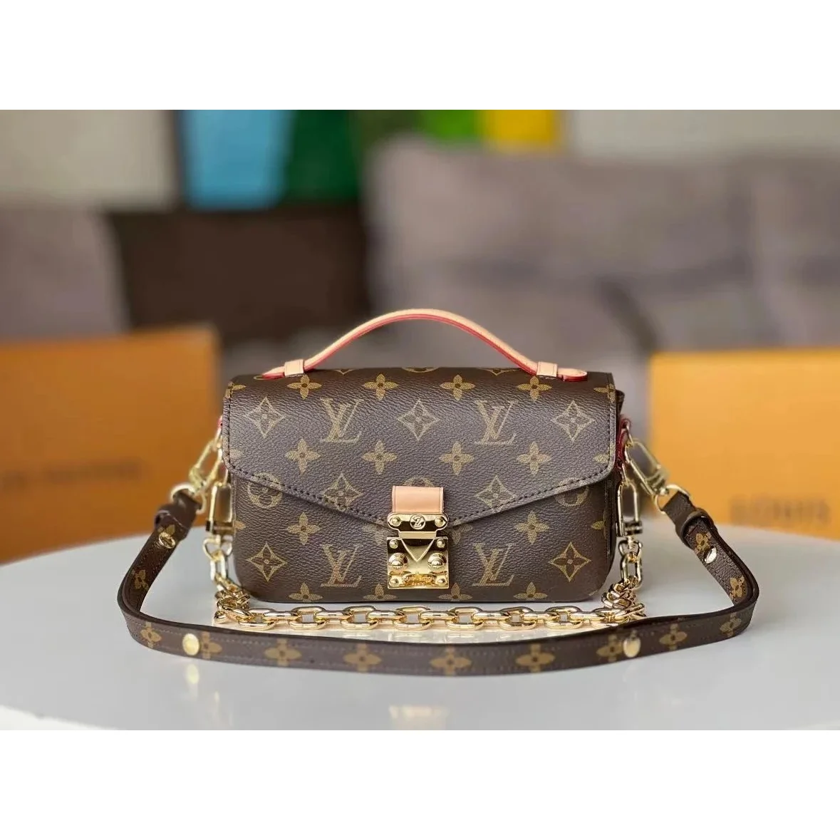 Louis Vuitton Louis Vuitton Pochette Monogram Handbag Brown