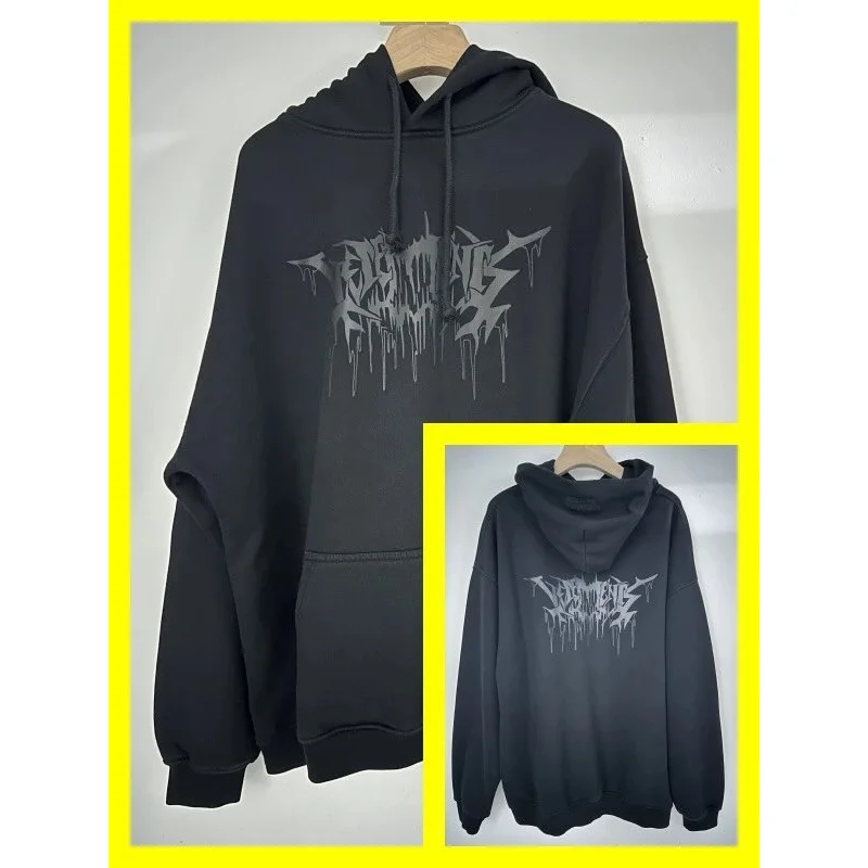 Revenge Revenge Black/Grey Dripping Logo Hoodie Black - 1