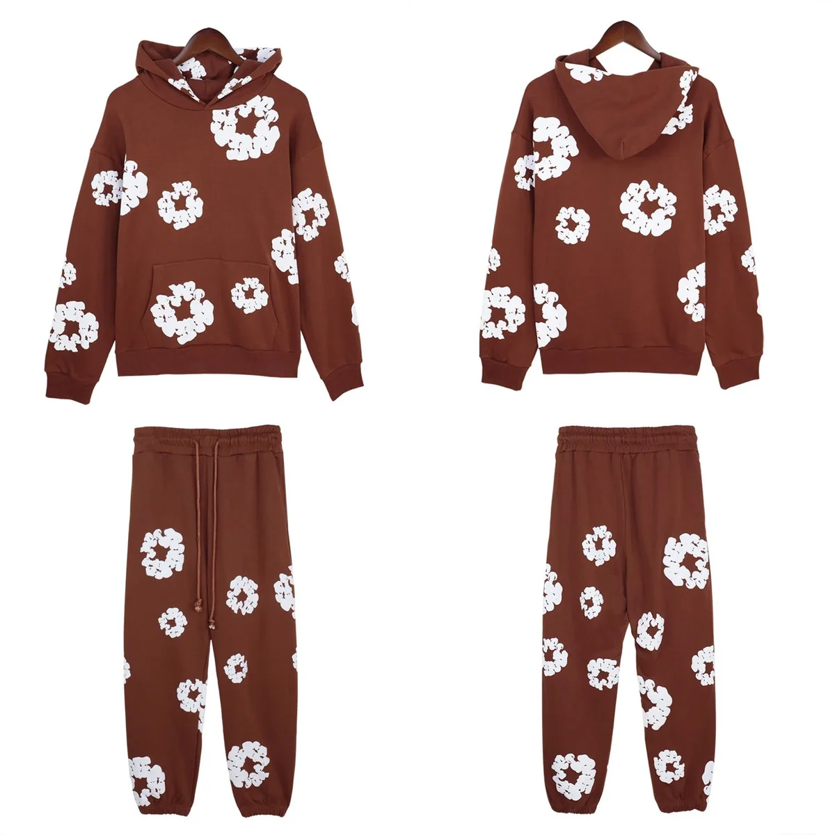 Other Brown Floral Print Tracksuit Set Brown - 1
