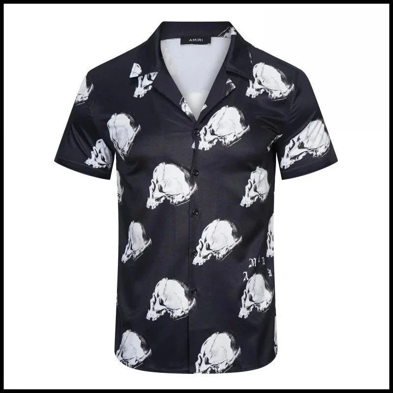 Amiri Amiri Skull Print Short Sleeve Shirt Black Black - 1