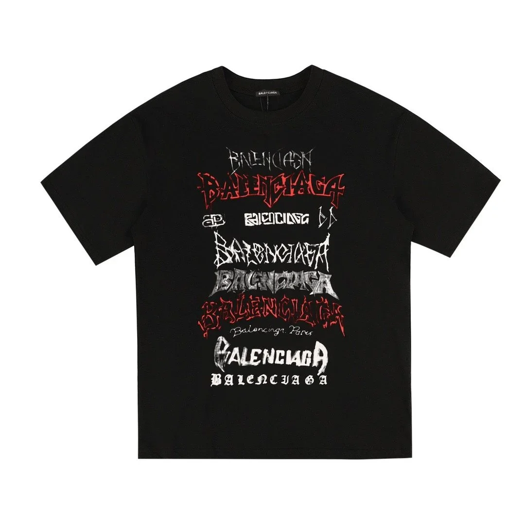 Balenciaga Balenciaga Triple Black T-Shirt with Graphic Print Black - 1