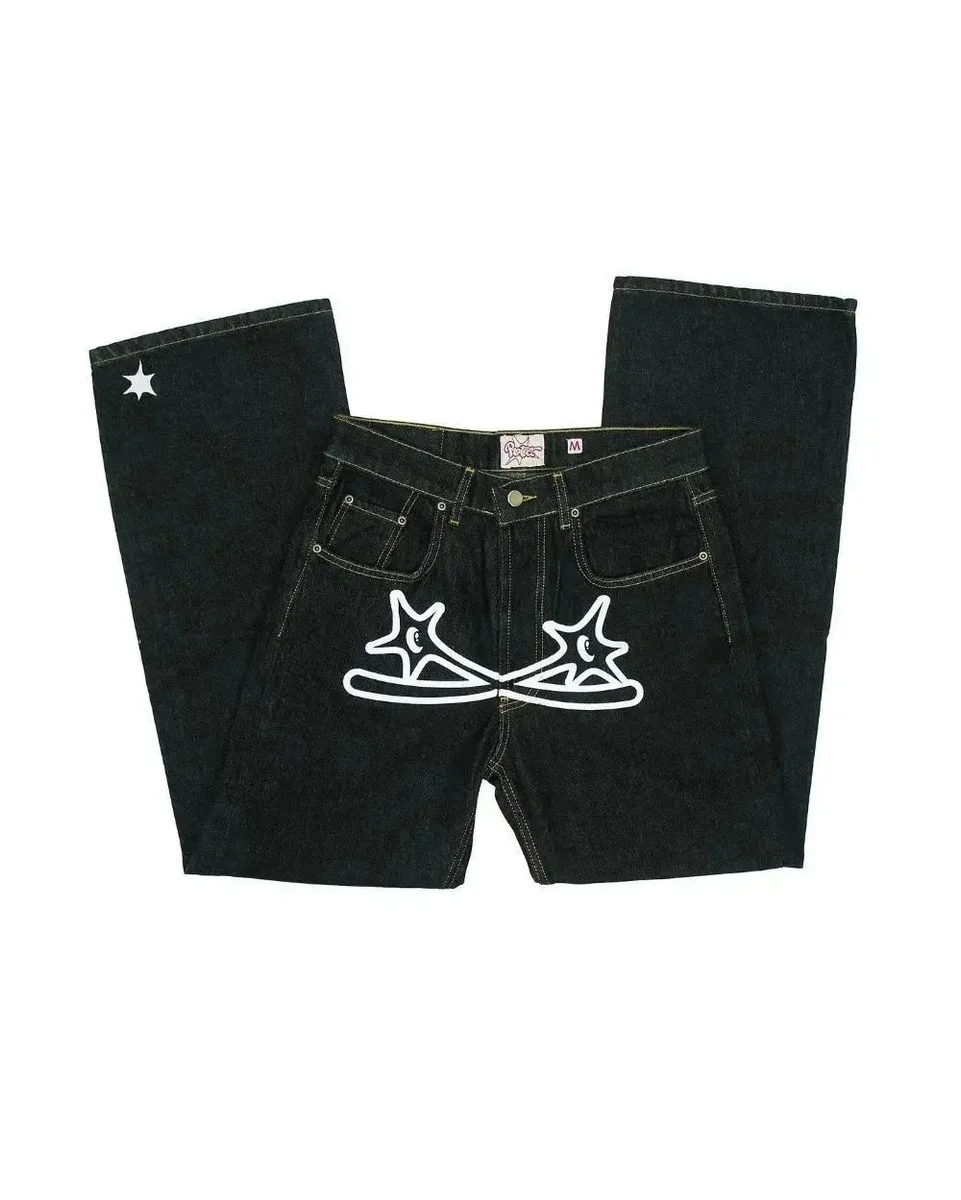 Other Dark Denim Jeans with White Graphic Star Design Navy - 1