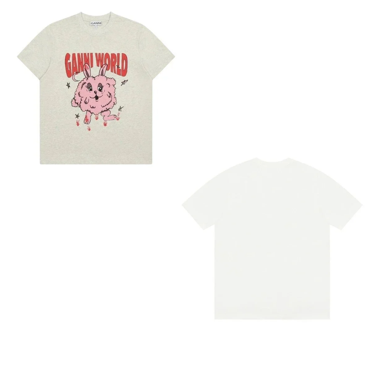 Ganni Ganni Ganni World Graphic T-Shirt White White - 1