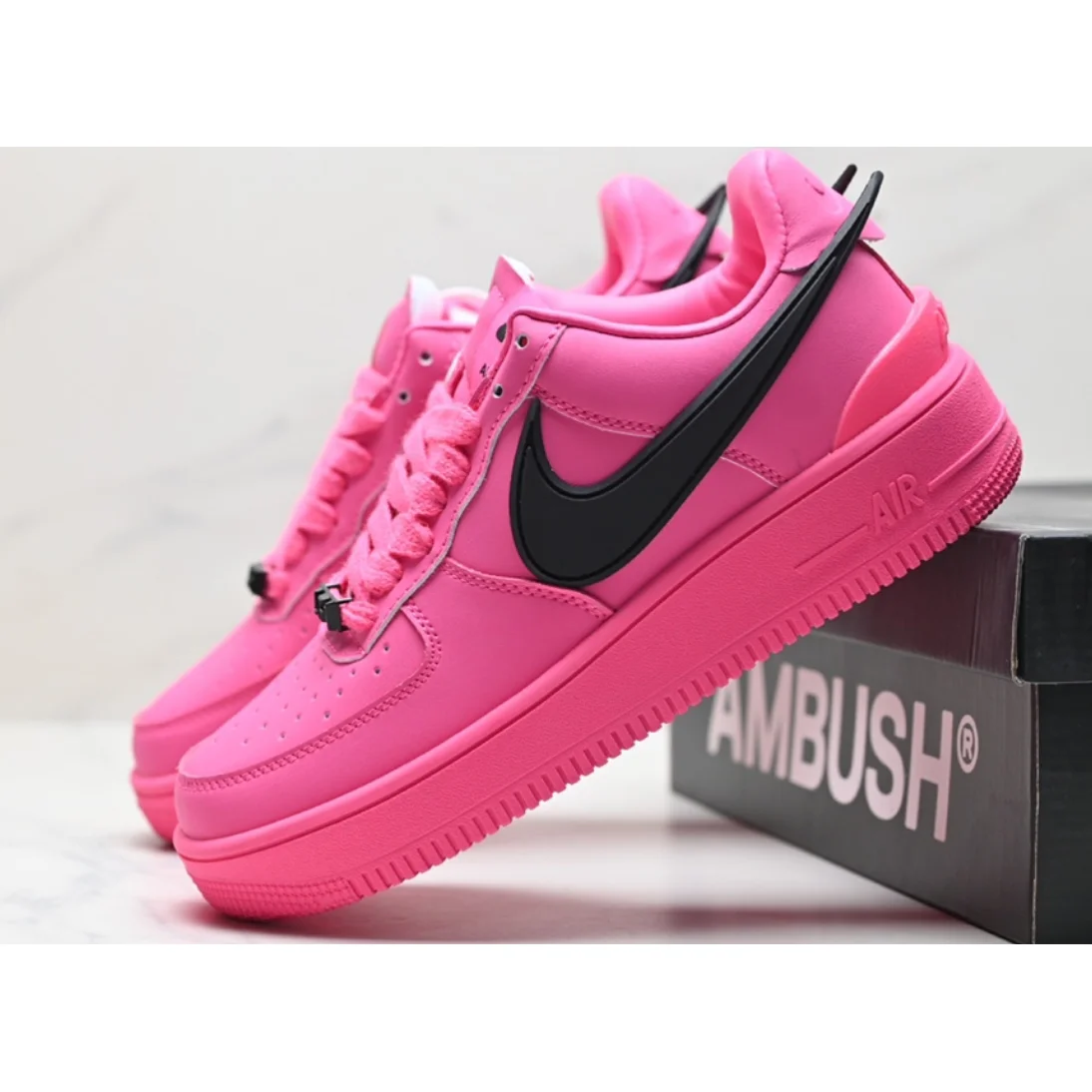 Nike Nike Air Force 1 Pink Black Sneakers Pink - 1