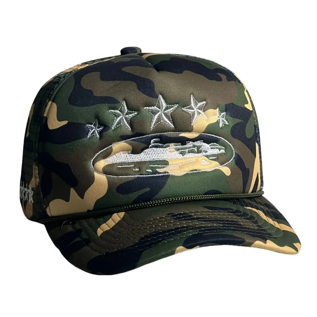 Other Camo Trucker Hat with Embroidered Boat & Stars Green - 1