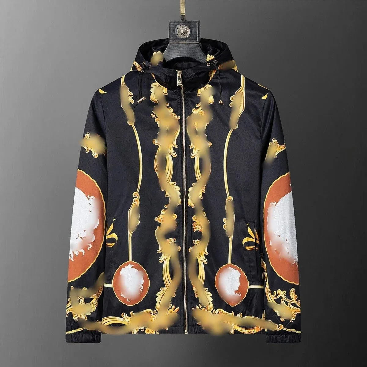 Versace Versace Baroque Black & Gold Hooded Jacket Black