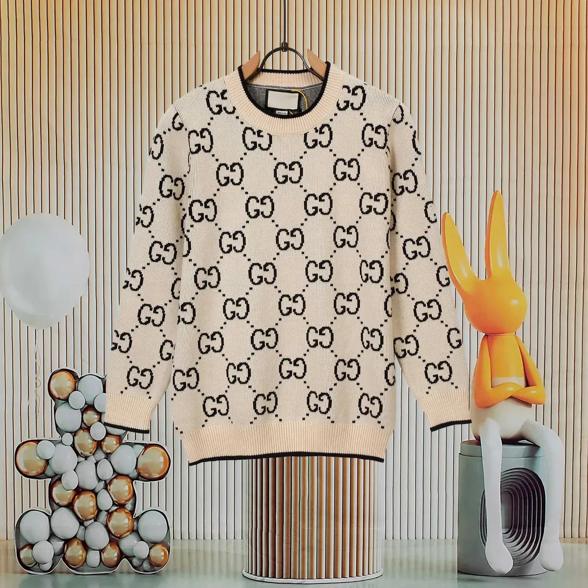 Gucci Gucci GG Supreme Apricot Wool Sweater Beige