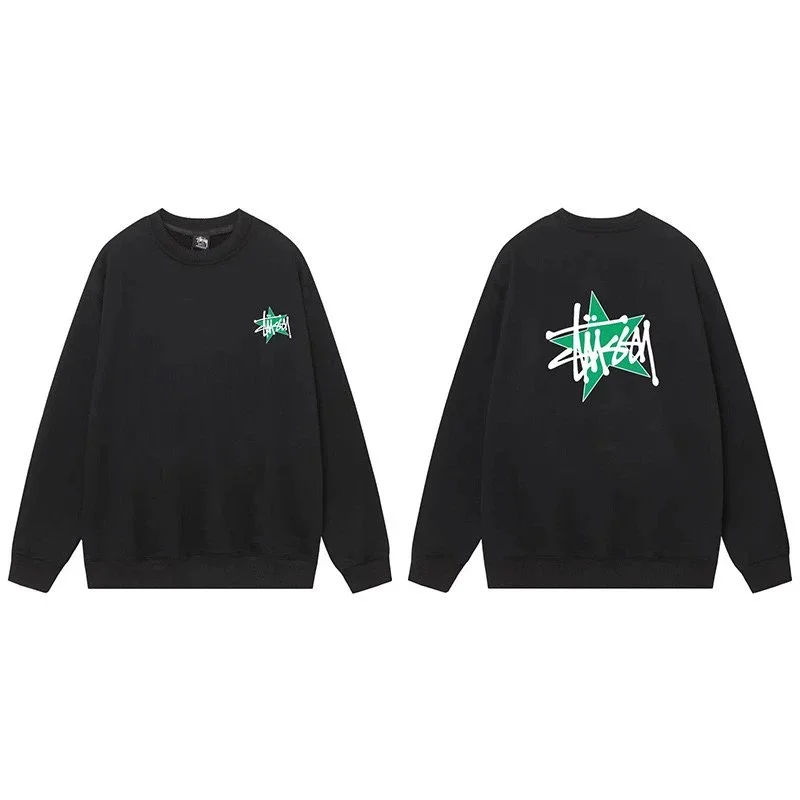Stussy Stussy Stüssy Black Green Star Crewneck Sweatshirt Black - 1