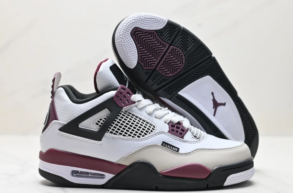 Nike Nike Air Jordan 4 Paname White Black Burgundy Sneakers White - 1