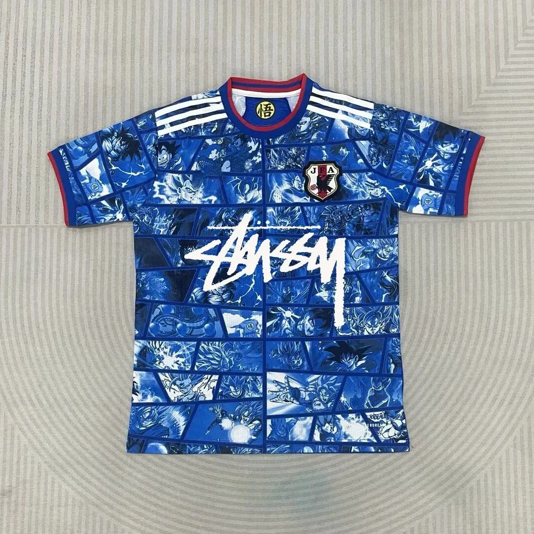 Stussy Stussy Japan Anime Dragon Ball Signed Jersey Blue T-Shirt Blue - 1