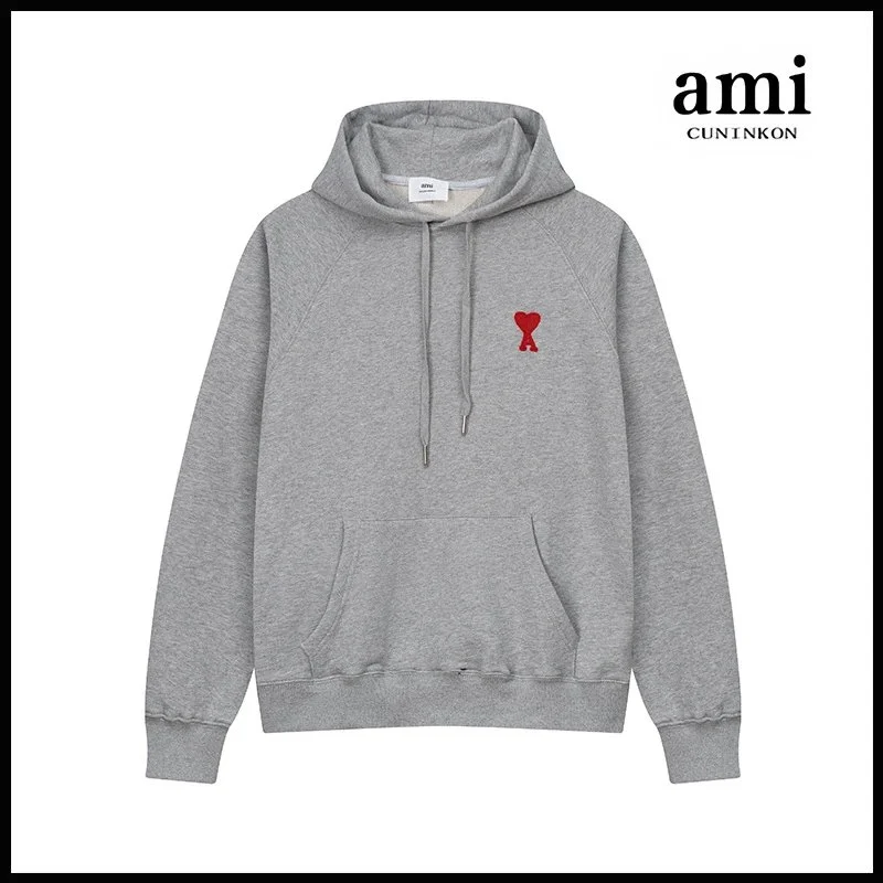 Ami Paris Ami 635 Hoodie Flower Grey Sweatshirt Grey - 1