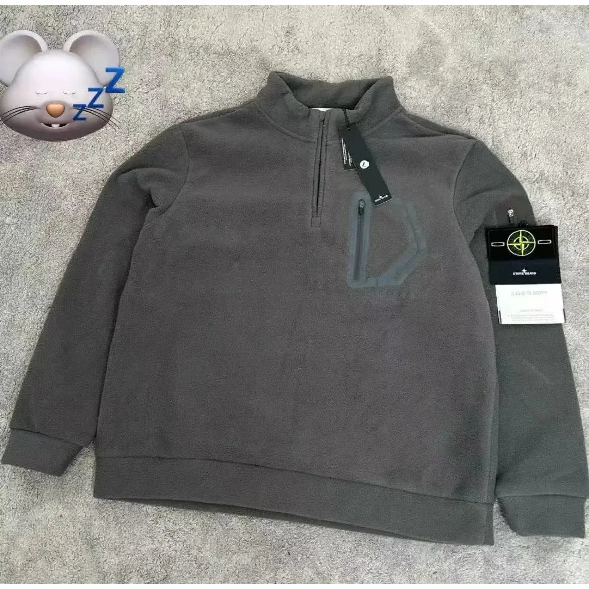 Stone Island Stone Island Grey Half-Zip Fleece Top Grey