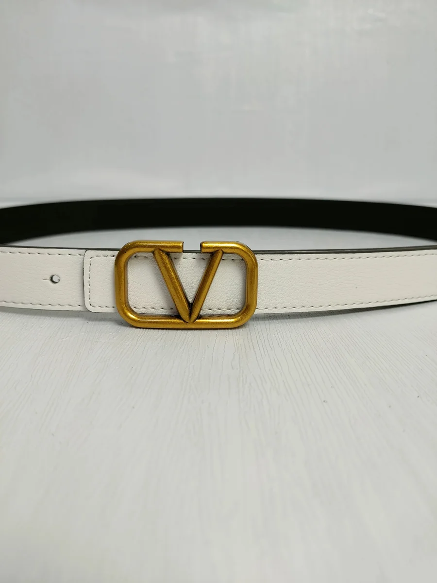 Valentino Valentino VLogo White Leather Belt White - 1