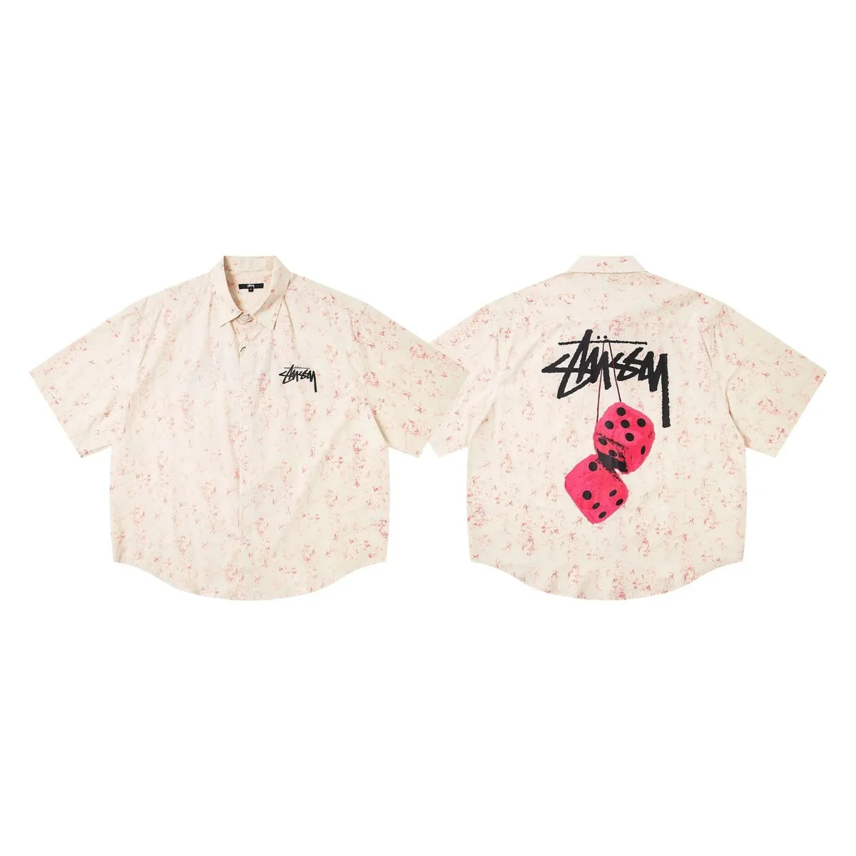 Stussy Stussy Stüssy Dice Print Shirt 6967 Red T-Shirts Beige - 1