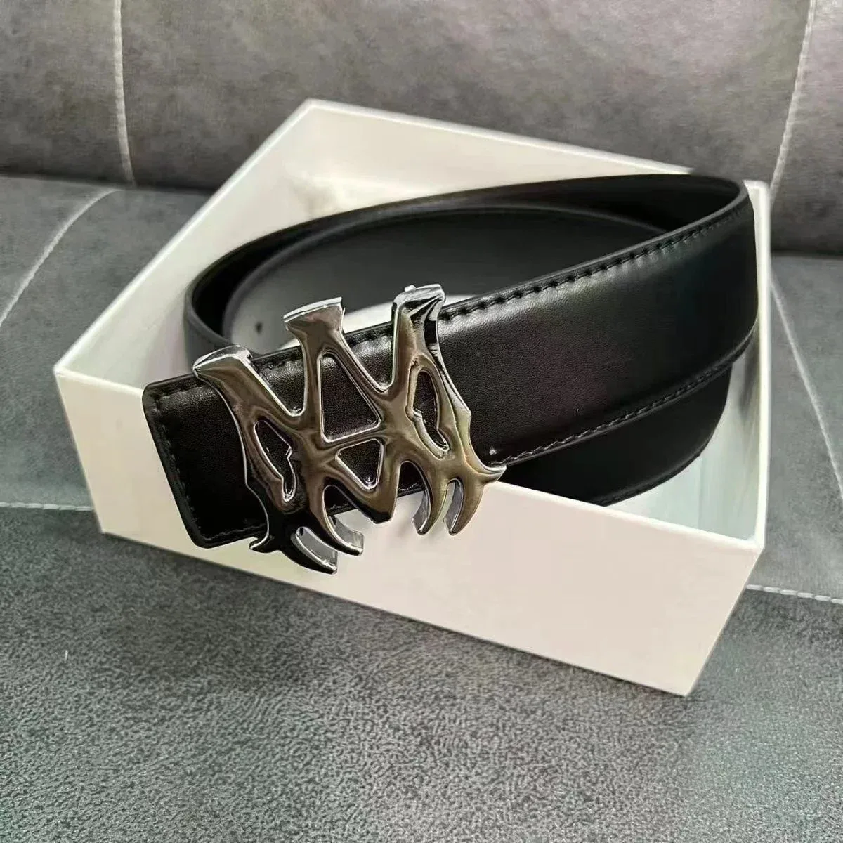 Chrome Hearts Chrome Hearts CH Cross Black Silver Buckle Belt Black
