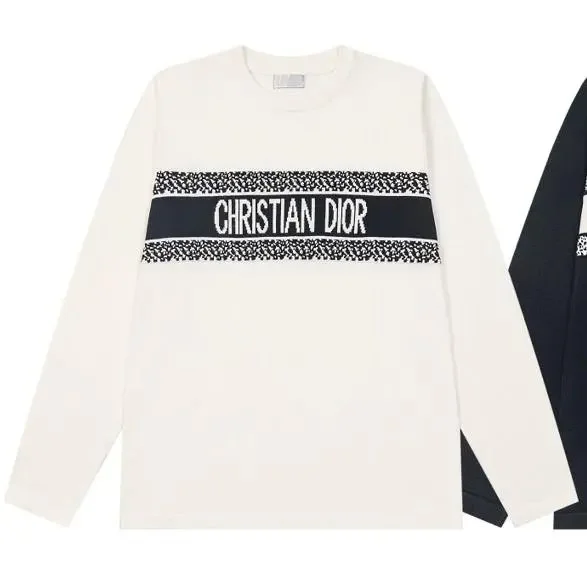 Dior Dior White Embroidered Logo Long Sleeve T-Shirt White - 1