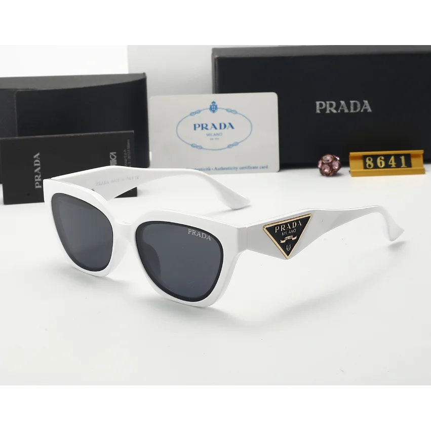 Prada Prada White Triangle Logo Sunglasses White - 1