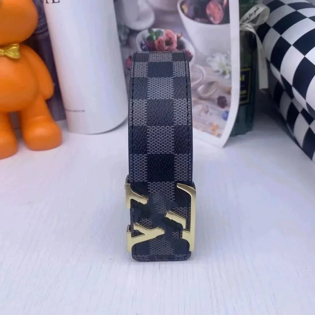 Fendi Fendi Iconic Black & Grey Checkered Belt Black - 1