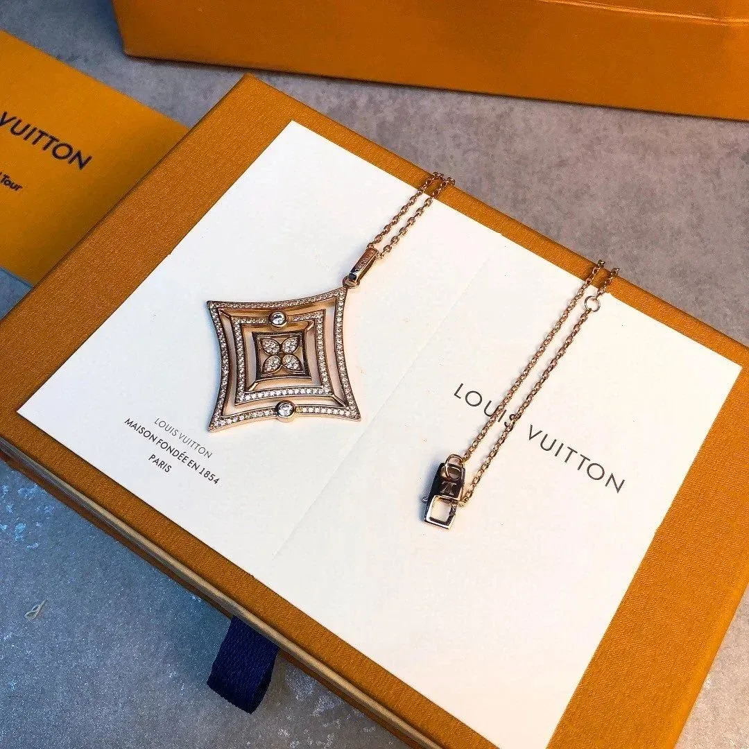 Louis Vuitton Louis Vuitton Monogram Gold Pendant Necklace Gold