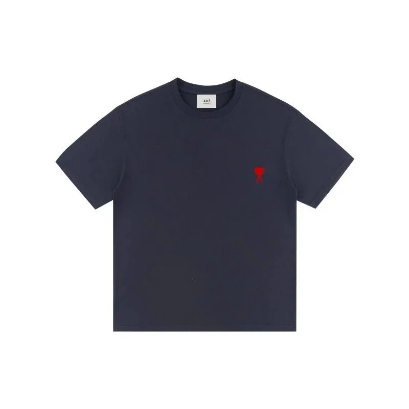 Ami Paris Ami Paris Ami de Coeur Navy Red Logo T-Shirt Navy - 1