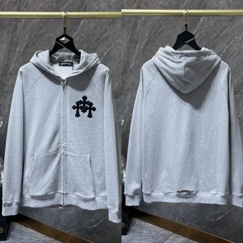 Chrome Hearts Chrome Hearts CH Cross Heather Gray Zip-Up Hoodie Grey