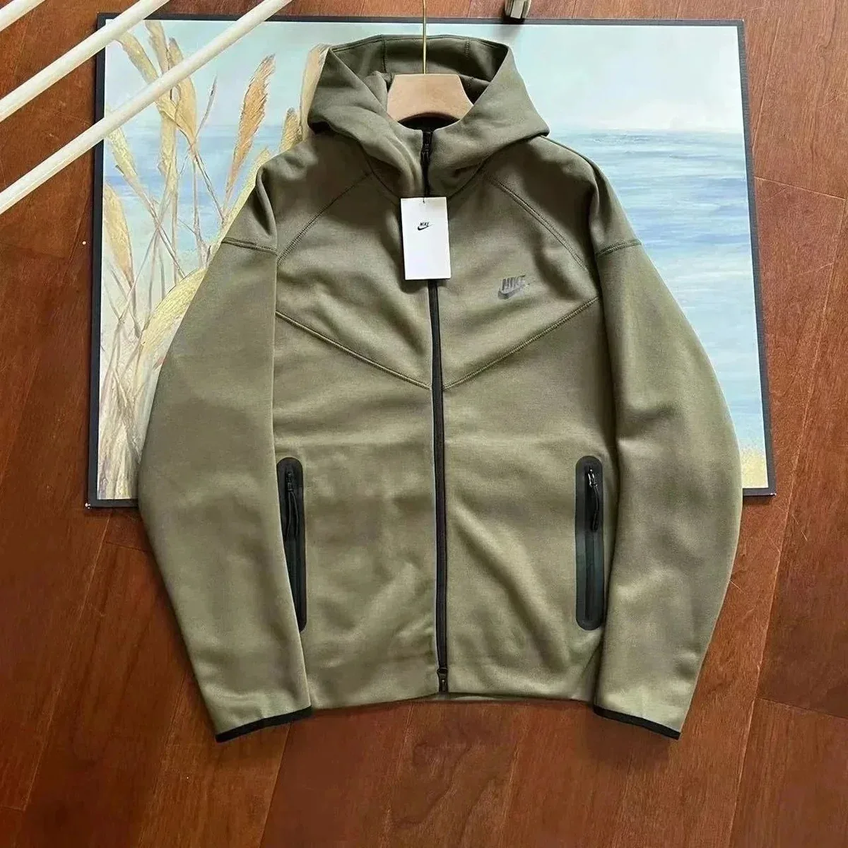 Nike Nike Tech Fleece Olive Zip-Up Hoodie Green