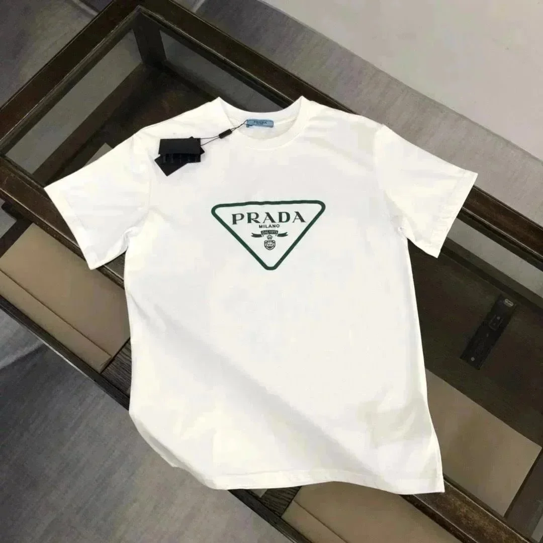 Prada Prada Triangle Logo White/Green T-Shirt White