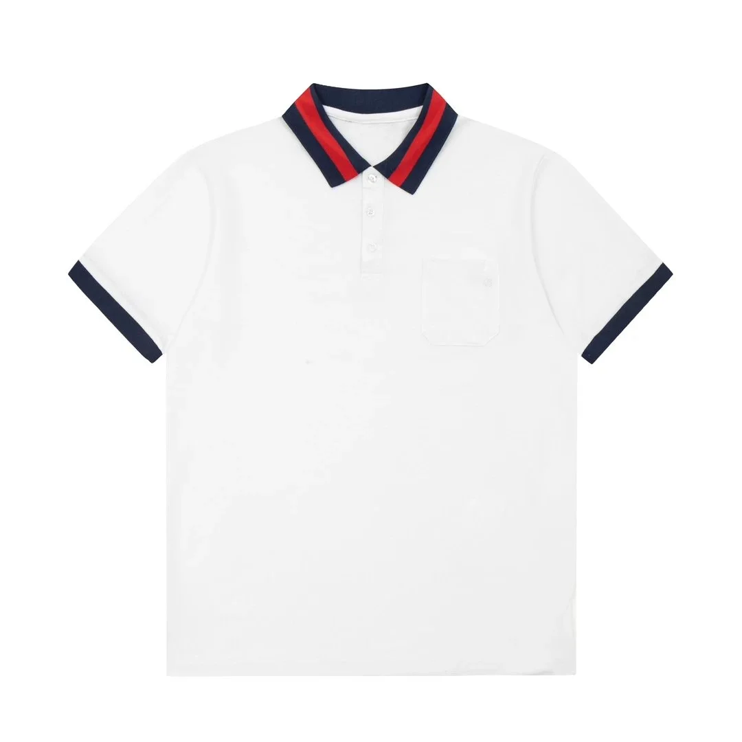 Other White Polo Shirt with Red and Navy Striped Collar White - 1