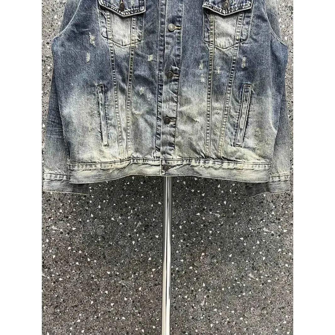 Other Washed Blue Distressed Denim Jacket Blue