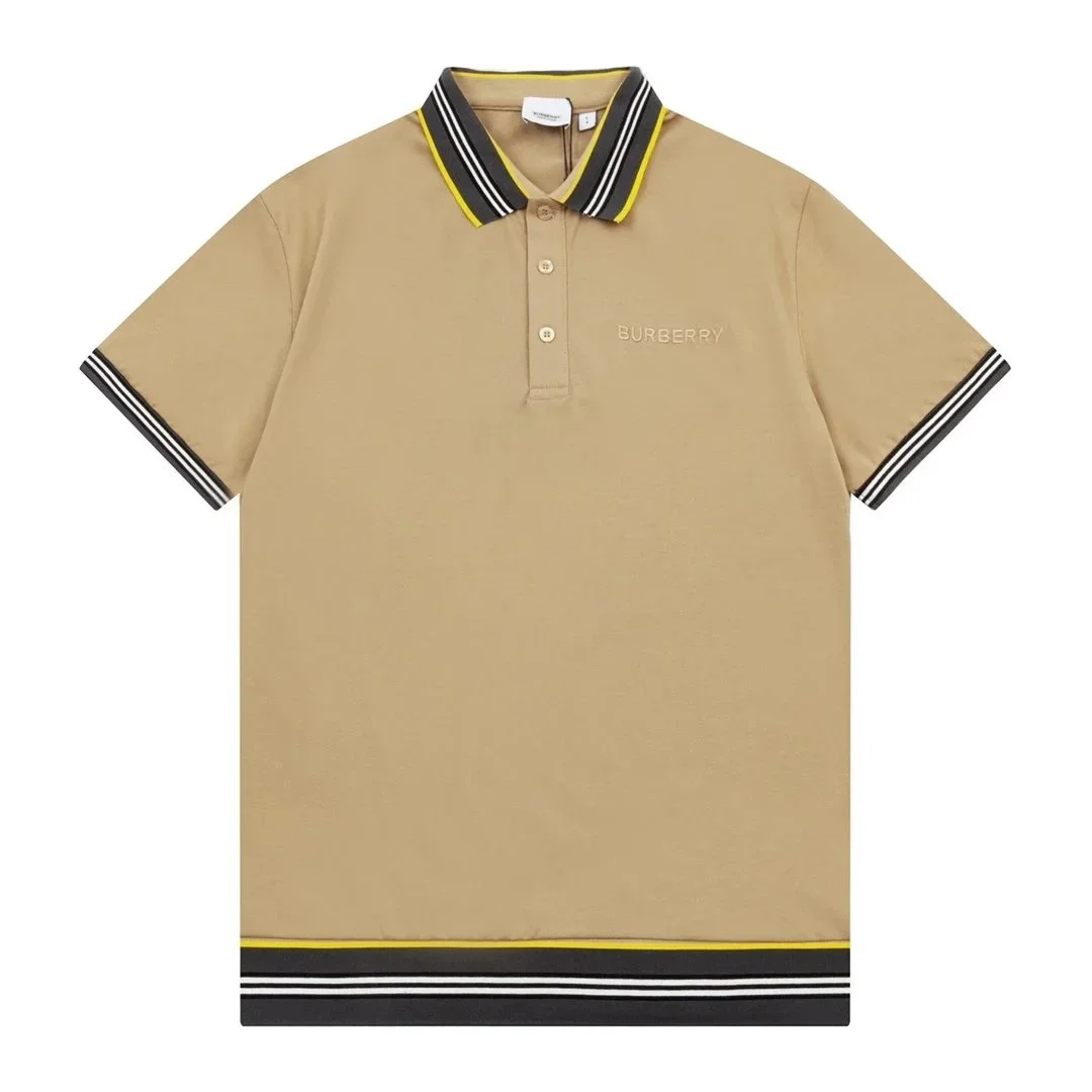 Burberry Burberry Khaki/Black-Yellow Trim Classic Polo Shirt Beige