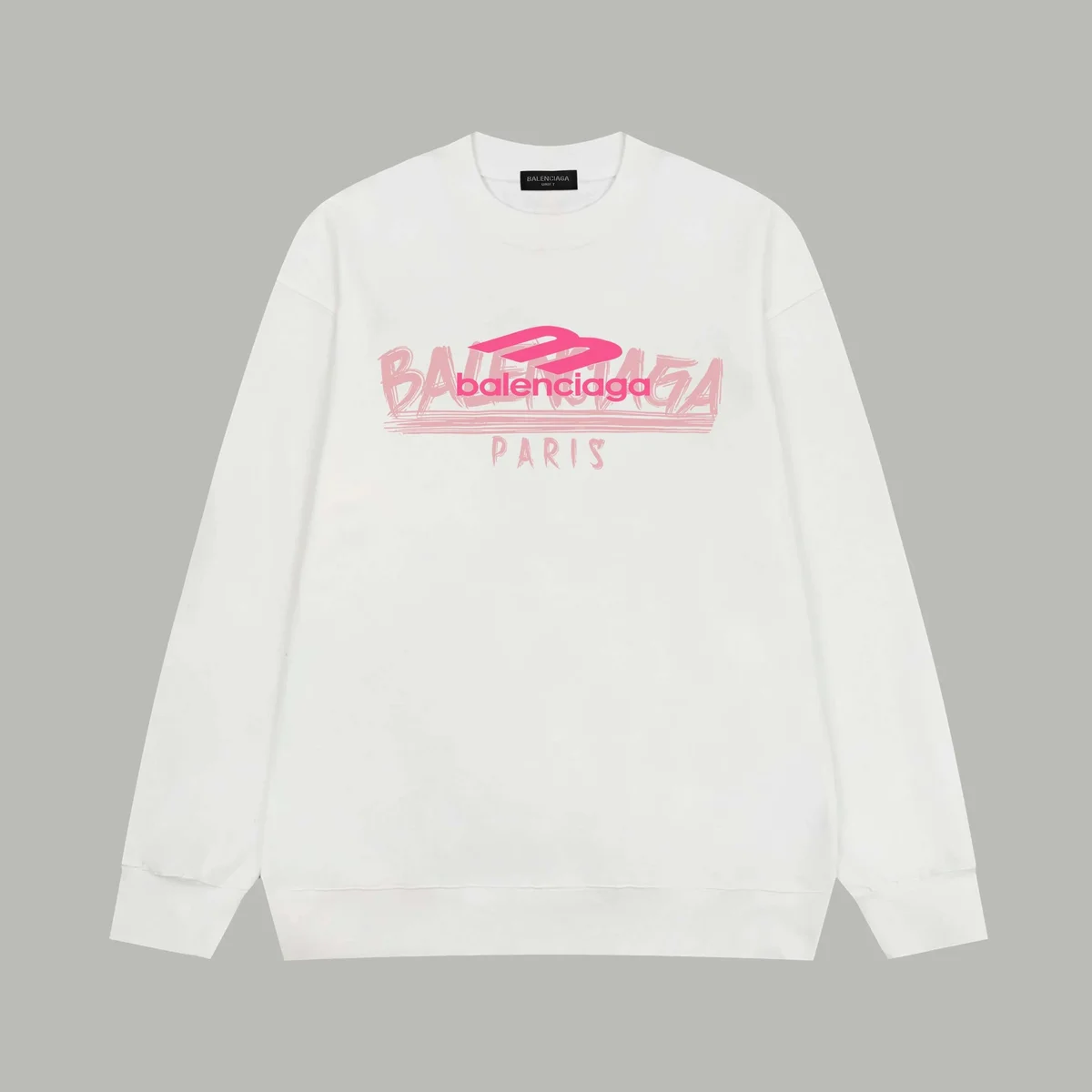 Balenciaga Balenciaga White Pink Logo Crewneck Sweatshirt White - 1