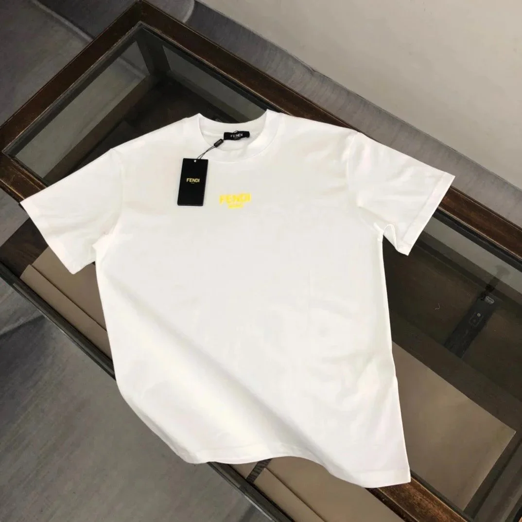 Fendi Fendi Yellow Logo White T-Shirt White - 1