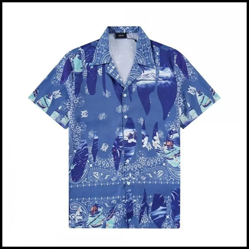 Amiri Amiri Blue Bandana Print Short Sleeve Shirt Blue - 1