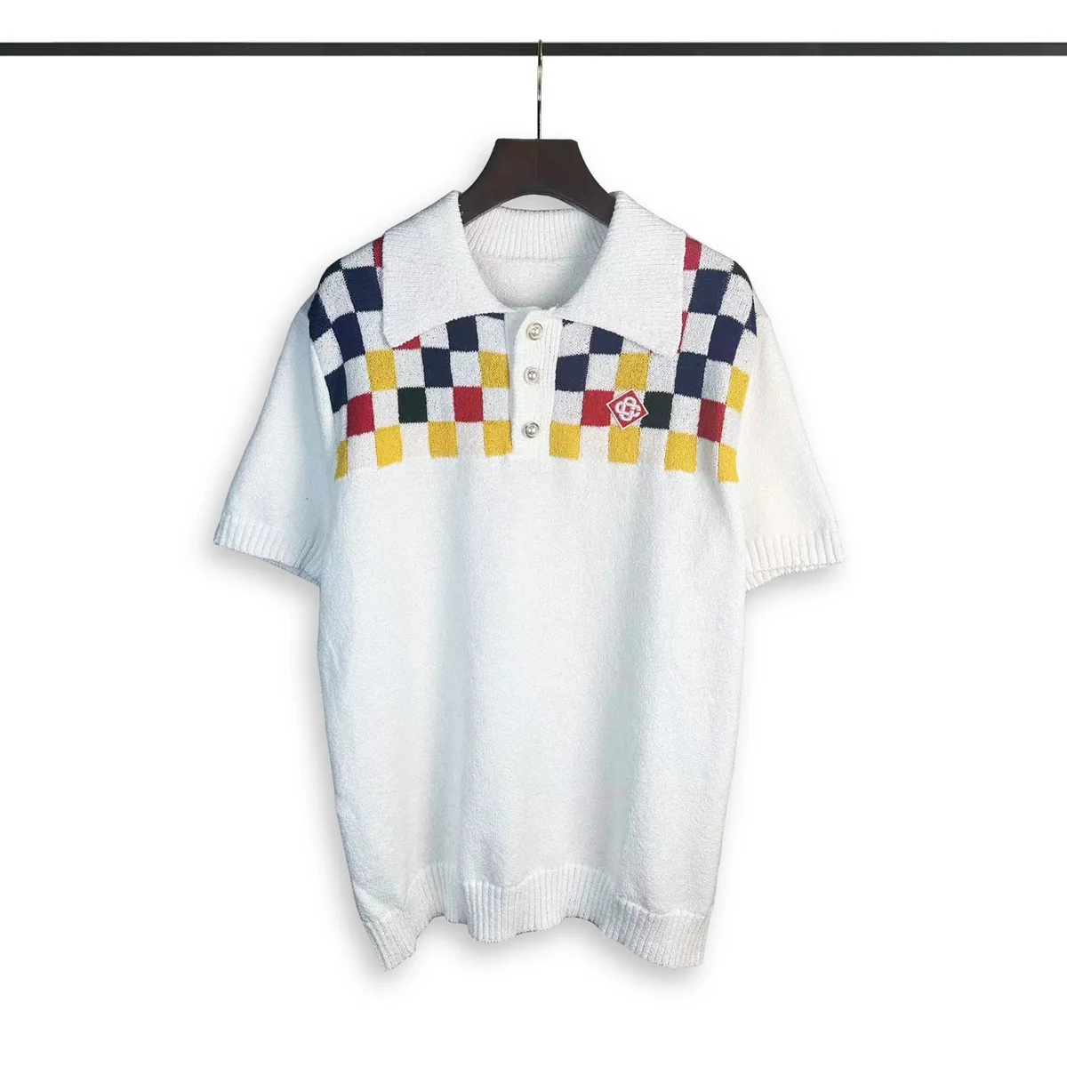 Other White Checkered Polo Shirt with Color Accents White - 1