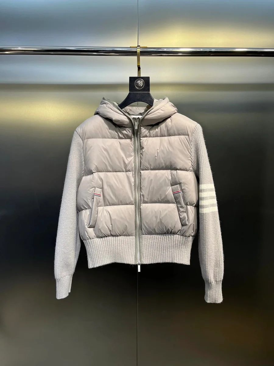 Thom Browne Thom Browne Hooded Puffer Jacket Light Grey Grey