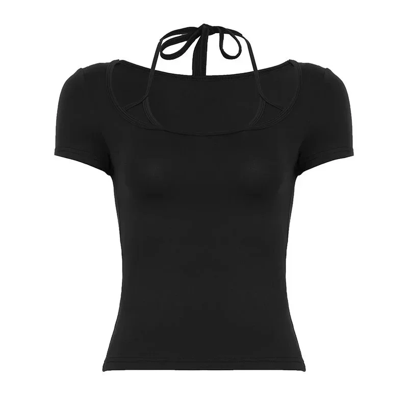 Other Black Halter Neck T-Shirt Black - 1