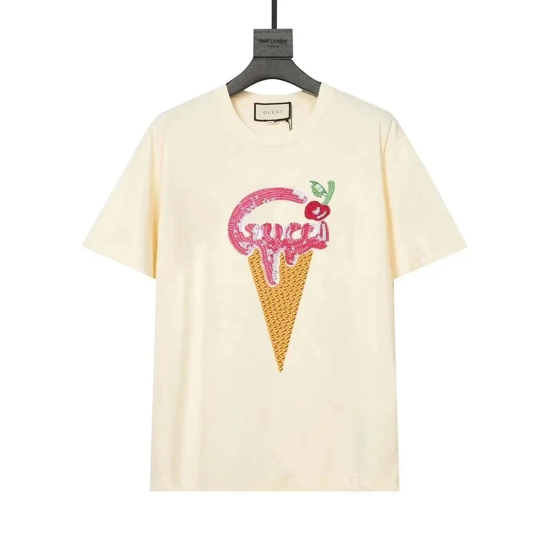 Gucci Gucci Ice Cream Cone Sequined T-Shirt Cream Cream