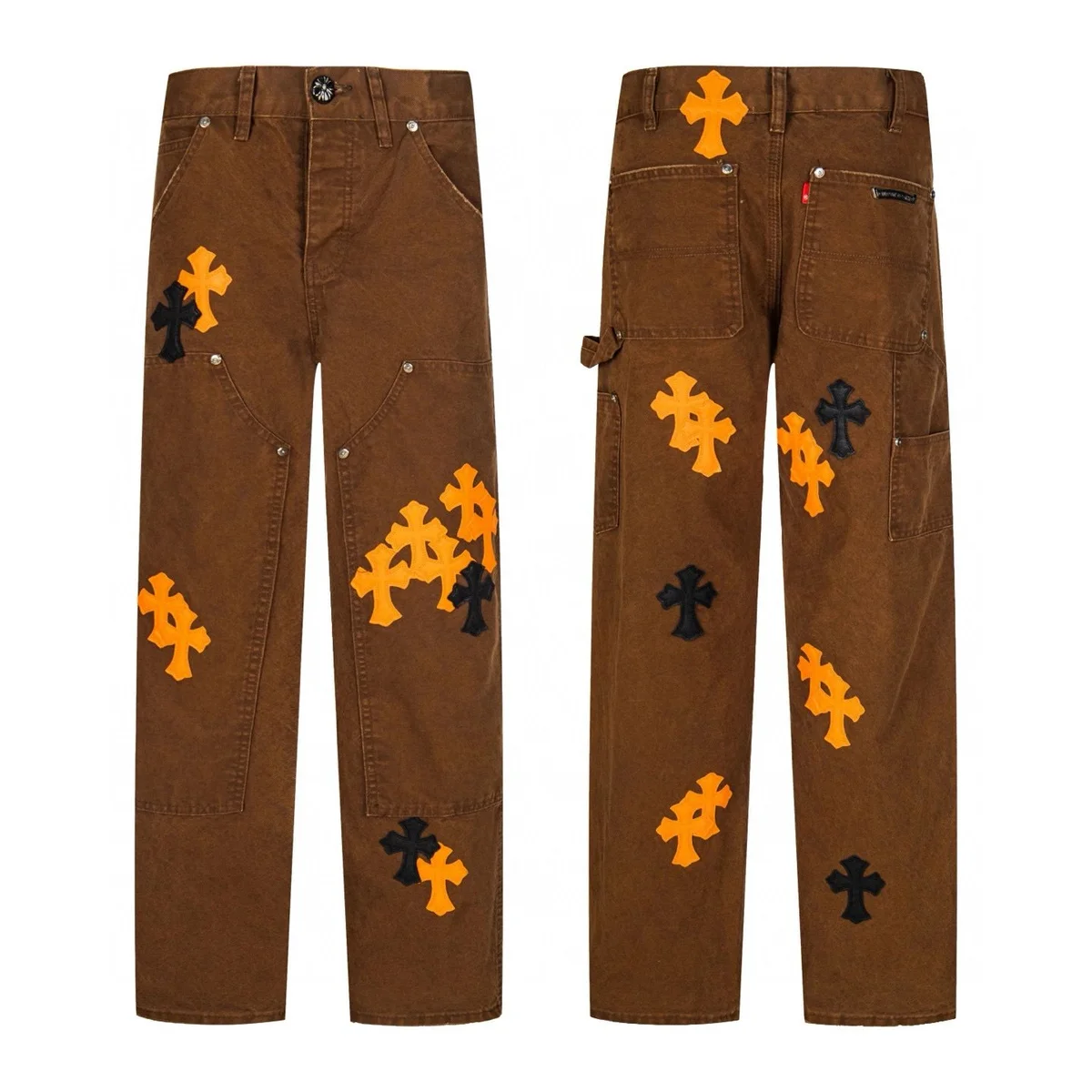 Chrome Hearts Chrome Hearts Cemetery Cross Brown/Orange Cross Trousers Brown