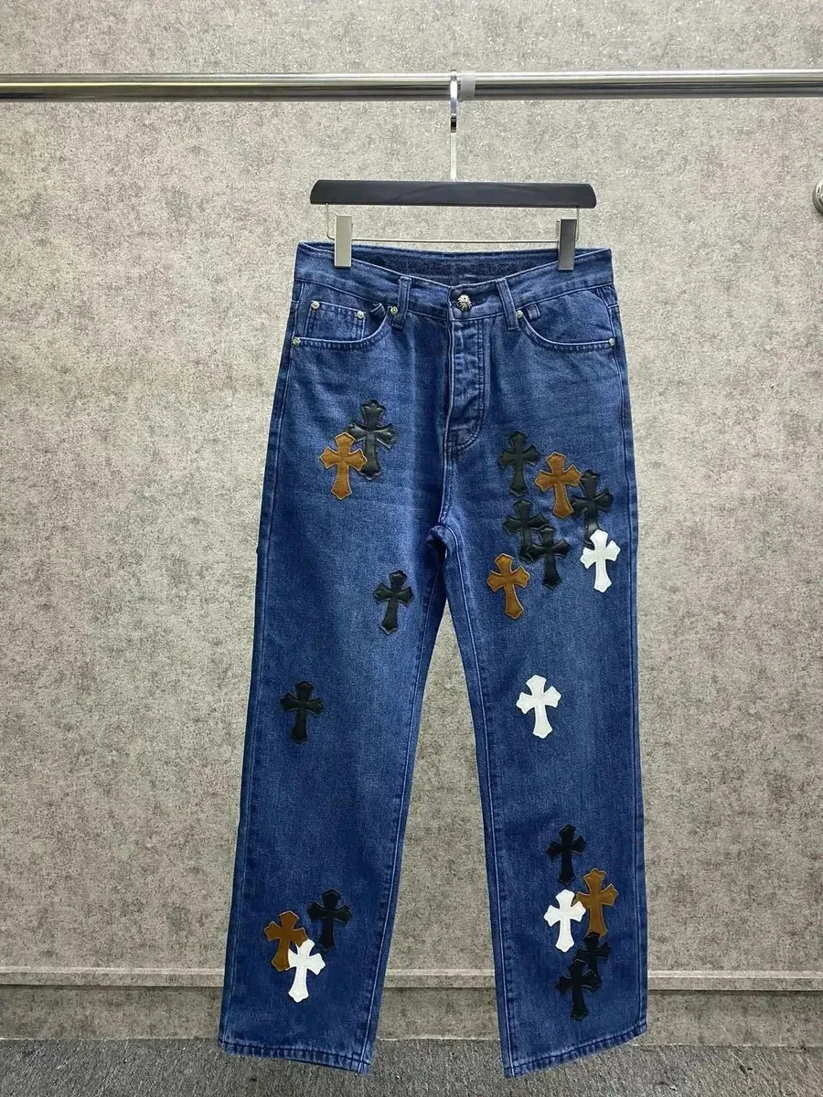 Chrome Hearts Chrome Hearts CH Cross Blue Multicolor Cross Patches Jeans Blue