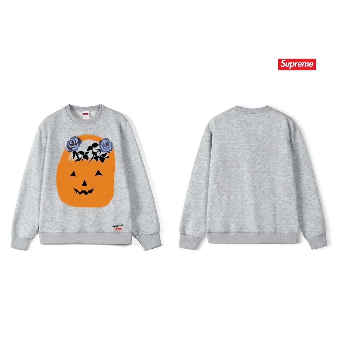 Supreme Supreme Pumpkin Rose Crewneck Sweatshirt Grey Grey - 1