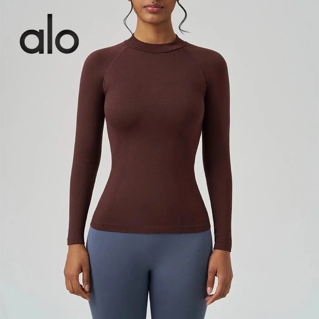 Alo Yoga Alo Seamless Long Sleeve Top Chestnut Brown Brown - 1