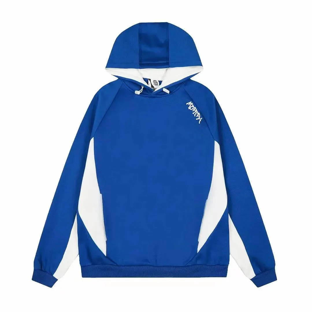 Other Blue White Contrast Hoodie Sweatshirt Blue - 1